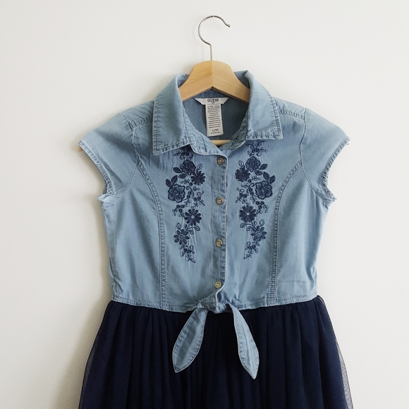 ▪︎GUESS▪︎Girl's Denim Dress with Toule Skirt 👗 - Picture 2 of 6